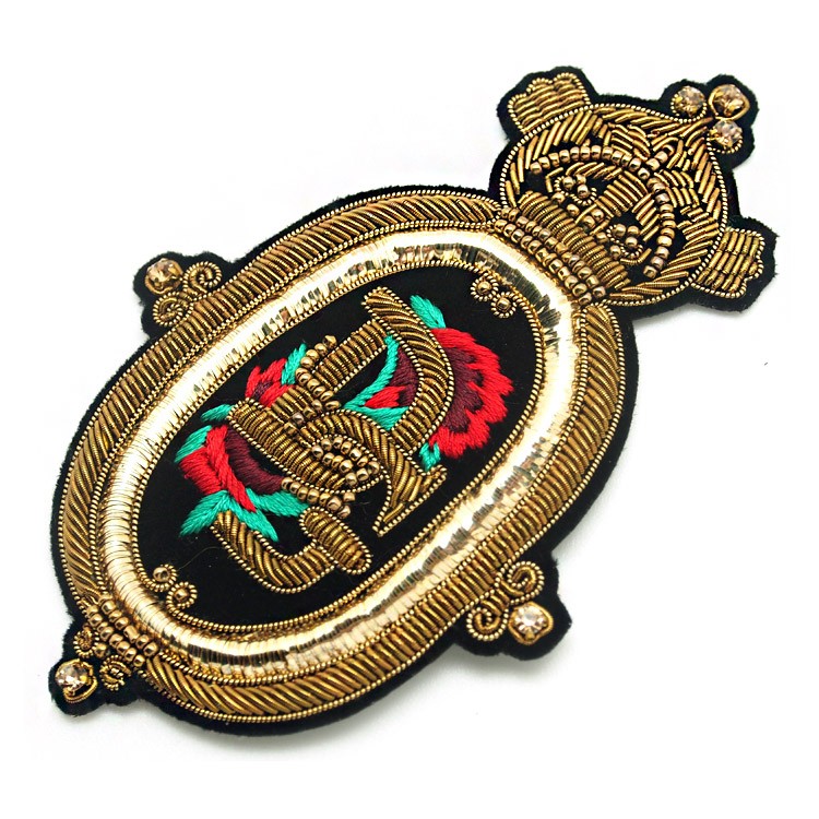 東莞廠家批發立體真金屬絲印度繡英倫風肩章胸章服裝箱包輔料